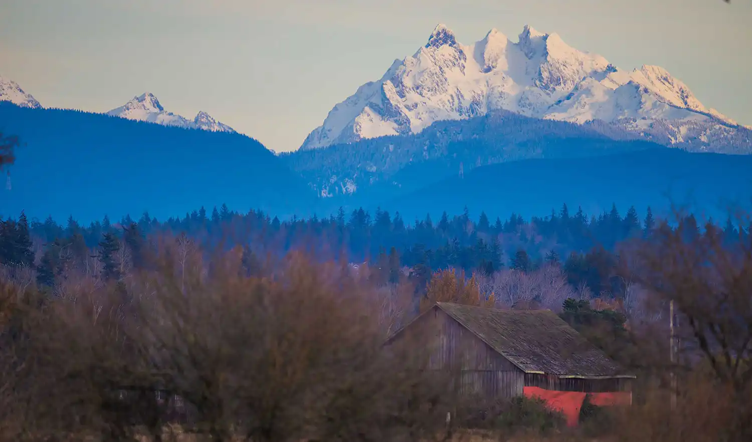 A mountain view from Stanwood, WA