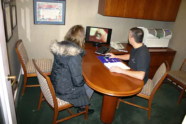 Dr. Eidsness speaking with patient at Port Susan Dental Care in Stanwood, WA